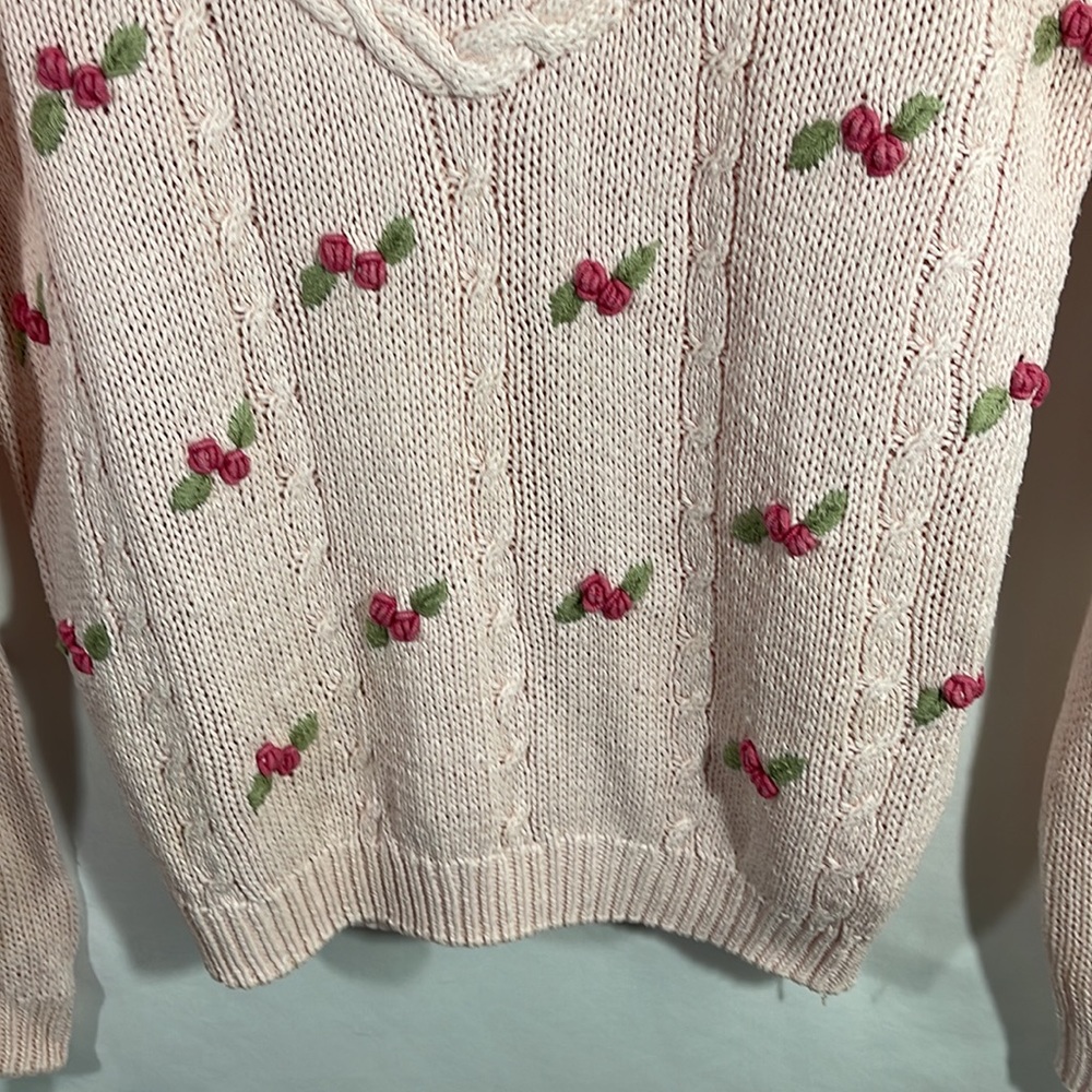 Cottage Core Pink Floral Sweater Size Medium - Picture 3 of 10